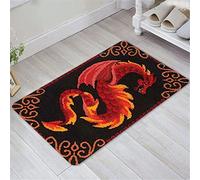 VIONNPPT Dragon Series Latch Rug Set Rugs Knotting Cross Stitch Set for Children and Adults, DIY Handmade Latch Hook Rug Making Kit (Red, 50 cm x 38 cm)