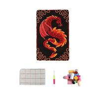 VIONNPPT Dragon Series Latch Rug Set Rugs Knotting Cross Stitch Set for Children and Adults, DIY Handmade Latch Hook Rug Making Kit (Red, 60 cm x 40 cm)