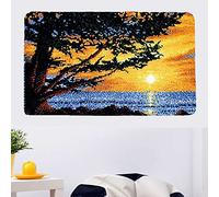 VIONNPPT Latch Hook Carpet for DIY Embroidery Cushion Carpet Unfinished Crochet Rug Making Kits, Children and Adults Latch Hook Rug Gift (Landscape Tree, 60 cm x 40 cm)