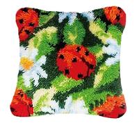 VIONNPPT Latch Hook Cushion Set, Decorative Cushion Cover, 3D DIY Handmade Gifts, Creative Latch Hook Set, Kit for Children and Adults Gifts, Ladybird 40 cm x 40 cm