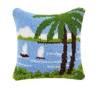 VIONNPPT Latch Hook Cushion Set for Yourself, DIY 3D Latch Hook Kits for Children, Adults and Beginners, Creative Gift, Coconut Tree 43 cm × 43 cm