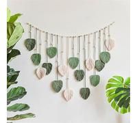 VIONNPPT Macrame Wall Art, Large Boho Leaves, Woven Cotton Tapestry, Bedroom Living Room Decoration Gift (Green)