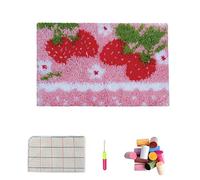 VIONNPPT Pink Series Latch Hook Rug Set (50 cm x 38 cm, Strawberry) - DIY Handmade Rug Making Kit for Children and Adults, Acrylic Wool, Includes Crochet Hook, Instructions