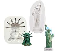 VIONNPPT Set of 2 DIY 3D Statue of Liberty Silicone Mould Making Ice Blocks Sweets Fondant Praline Soaps Cake Mousse Jelly Candles