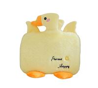 VIONNPPT T Cartoon Duck Hot Water Bag, Water Bottle with Plush Cover, 1.5 L Large Hand Warmer Hot Water Bottles with Kangaroo Pocket, Hot Bag for Stomach Back Neck (Yellow)