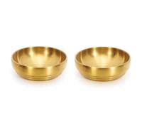 VIOPDER 2pcs 7.3In Gold Large Stainless Steel Soup Bowl, 35OZ Double Walled Sashimi Dish, Unbreakable Bowl for Restaurant Home