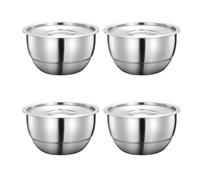VIOPDER 304 Stainless Steel Rice Bowl Set with Lids - 4pcs Thickened Anti-Scald Soup Bowls Kitchen Tableware