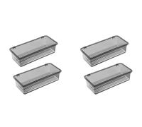 VIOPDER 4x Flatware Tray with Lid,Utensil Storage with Lid Plastic Cutlery Tray,Cutlery Drawer Organizer Utensil Storage B