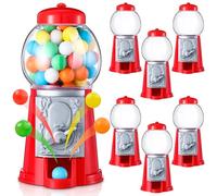 VioraWhite 12 Pack Mini 5" Gumball Machine Without Candy Plastic Bubblegum Dispenser Red Gumball Machine Vending Candy Dispenser for Novelty Birthday Party Favor Fits 0.05" Small chewing gum
