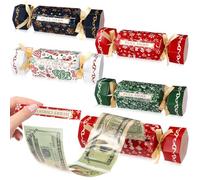 VioraWhite 12 Sets Christmas Money Pull Box for Cash Gifts Surprise Money Gift Boxes with 120 Transparent Bags Christmas Money Holders Money Pull out Pouch Xmas Party Favor for Holiday Decor Supplies