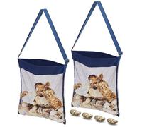 VioraWhite 2 Pcs Extra Large Mesh Beach Bags for Seashells Clams Treasures Sand Away Foldable Shell Collection Bags with Adjustable Straps