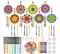 VioraWhite 24 Sets Mandala Suncatchers Wind Chimes Window Art Kits, DIY Summer Vbs Sun Catchers Wind Chimes Bulk Ornaments Painting Craft Kits for Boys Girls Home Party Activity Project Decor