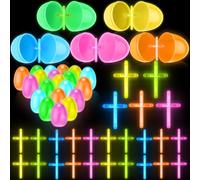VioraWhite 25 Sets Cross Glow Sticks With Fillers Eggs Christian Gifts Bulk Glow in the Dark Cross Basket Stuffers Religious Party Favors For Church Religious Gifts