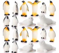VioraWhite 28 Pcs Miniature Penguin Figurines for Arctic Habitat Project Realistic Penguin Toys Seal Toys Polar Antarctic Animal Figures Set Mini Cake Toppers Christmas Winter Party Birthday Supplies