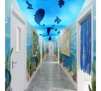 VioraWhite 3 Pcs Under The Ocean Ceiling Decorations Shark Themed Birthday Party Decorations 60 Inch x 12 ft Whale Shark Banners Marine Sea Animal Ceiling Covers for Baby Shower Daycare Classroom