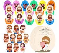 VioraWhite 30 Set Christian Prefilled Easter Eggs with 2.36 Inch PU Foam Jesus with Card Easter Basket Stuffers for Adult Church Friend Stress Relief Ball Egg Hunt Fillers Party Favor (Traditional)