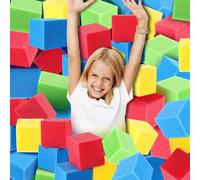 VioraWhite 36 Pcs Foam Pit Cubes Blocks 3.1 x 3.1 x 3.1 Inch Colorful Flame Retardant Foam Pit Blocks for Trampoline Arenas, Gymnastics, Parkour Courses Skateboard Parks Playground (Classic)