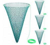 VioraWhite 4 Pack Floating Chum Bags for Saltwater Fishing, 3/4" Mesh Chum Ring Net, 14" Wide, Heavy Duty Reusable Clam Dispenser with 6ft Rope, Floating Mesh Bait Bag for Commercial & Sport Fishing