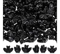 VioraWhite 50 Pcs Halloween Miniatures Mini Resin Bats Black Figures Tiny Resin Animals Decor for Halloween Scene Party Favors Bag Fillers Garden Dollhouse Decor