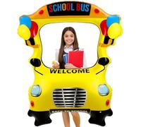 VioraWhite 51 Inch Back to School Photo Frame School Bus Inflatable Photo Frame Bus Balloon Selfie Backdrop Inflatable Balloon Decorations for Party Supplies Classroom Decoration
