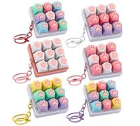 VioraWhite 6 Pcs Keyboard Fidget Keychain Cat's Paw Fidget Keychain 9-in-1 Keyboard Stress Relief Decompression Button Finger Clicker for Office Gifts Adults to Relief Stress