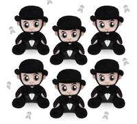 VioraWhite 6 Pcs Mini American Abe President Stuffed Bulk 5.5" Plush Gifts Honest Abe with Tall Hat Beard Patriotic Memorial Day for Christmas President Day Party Favors