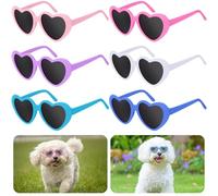 VioraWhite 6 Pcs Pet Heart Sunglasses Cute Pet Dog Sunglasses Retro Small Cat Glasses Photos Props Dolls Glasses Puppy Party Decor for Small Dogs Cat Accessorie Party Cosplay Costume