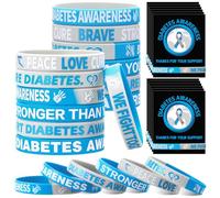 VioraWhite 60 Pcs/30 Sets Cancer Awareness Silicone Wristbands with Cards Include 30 Ribbon Wristband 30 Cancer Awareness Cards for Campaign Support Charity Supplies, 7.9 inches