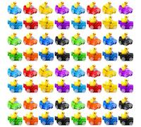 VioraWhite 80 Pcs Mini Duck with Car 8 Color Figurine Toys Funny Yellow Ducks Driving Toys Micro Garden Landscape Dollhouse Cake Decoration Potted Plants DIY Craft Charms for Party Gift