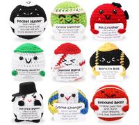 VioraWhite 9 Pcs Positive Sport Balls Crochet with Inspirational Cards Mini Employee Appreciation Gifts Bulk Cute Positive Knitted Dolls for Women Coworkers Birthday Christmas Holiday Party Supplies