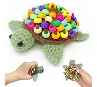 VioraWhite Beaded Fidget Hedgehog Crochet Handmade Crochet Animals Adoption Pets with Adoption Certificate Sensory for Autism(Beaded Turtle)
