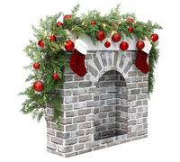 VioraWhite Christmas Cardboard Fireplace Prop 3D Artificial White Brick Rustic Fake Fireplace for Christmas Party Background Decor Faux Mantel Backdrop for Farmhouse Xmas Decoration 27 x 12 x 3.5in