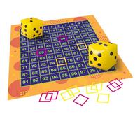 VioraWhite Hundred Activity Mat Math Learning Set 1-100 Numbers Learning Educational Mat Educational Tool with Dice, Frames, Fun Counting Tool for 1-100 Numeracy Skills