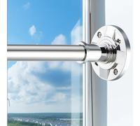 VIOREMOS Tension Curtain Rod 31 to 124 in Extra Long Curtain Rod Adjustable Heavy Duty Silver Spring Shower Curtain Rod for Bathroom Windows Room Divider Never Rust