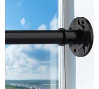 VIOREMOS Tension Curtain Rod 31 to112 In Extra Long Curtain Rod Adjustable Pole Heavy Duty Spring Matte Black Shower Curtain Rod for Bathroom Windows Room Divider Never Rust Anti-Slip