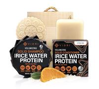 VIORI Shampoo, Conditioner Bar & Bamboo Holder Set - Handcrafted with Longsheng Rice Water & Natural Ingredients - Sulfate, Paraben, Cruelty, Phthalate-free (Citrus Yao)