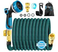 Viosmut Expandable Garden Hose Pipe 30m 100ft, Retractable Hosepipes for Garden with 10 Functions Spray Gun, Expanding Magic Water Hose Attachments 3/4"&1/2" Brass Connectors, Flexible Hose Anti-Kink