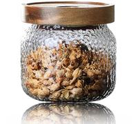 Viovian 10 OZ Glass Jar with Lid Food Vintage Decorative Glass Storage Jars Coffee Nuts Canister Anti-Slip Kitchen Container for Sugar Candy Cookie Spice Tea 300ML