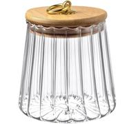 Viovian Large Taper 51oz/1500ml Glass Storage Jar with Airtight Bamboo Lid, Rustic Modern Style, Decorative Glass Canister for Dry Ingredients