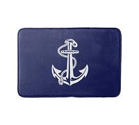 Viowr22iso Bath Rugs for Bathroom 40x60 Non Slip Navy Blue Nautical Anchor Grey Bath Mat Bath Mat Washable Mat Coral Fleece Rug Water Absorbent Carpet