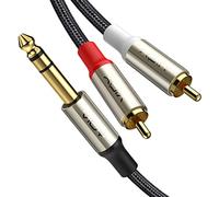 VIOY 1/4 to RCA Cable 1M, 6.35mm TRS Male to Dual RCA Male Y-Splitter | Copper shell, dual shielding lossless Hi-Fi sound,braided bidirectional transmission for amplifier, mixer, home theater