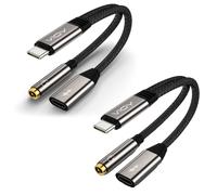 VIOY 2 Pack USB C to 3.5 mm Headphone and Charger Adapter-2 in 1 Type C to Aux and Charger Splitter with PD 60W Fast Charging and Data Transfer for iPhone 16/15 Pro,iPad Pro