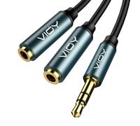 VIOY 3.5mm Male to Dual Female Stereo Headphone Splitter Cable 10 Pack | Silver-plated copper core, 24K gold-plated plugs, double nylon braided, TRS stereo only, plug-and-play for amp mixer guitar