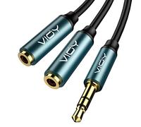VIOY 3.5mm Male to Dual Female Stereo Headphone Splitter Cable 20cm | Silver-plated copper core, 24K gold-plated plugs, double nylon braided, TRS stereo only, plug-and-play for amp mixer guitar