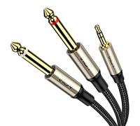 VIOY 3.5mm to 6.35mm Mix Audio Cable[2 M], 1/8’’ Stereo TRS to Dual 1/4’’ Mono TS Jack Y Splitter Adapter Braided Gold-Plated Digital Interface Instrument Cable