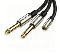 VIOY 3.5mm to Dual 6.35mm Audio Splitter Cable 35cm, 1/4 Female Jack to Gold Plated 3.5mm Male Plug Stereo Breakout Cable