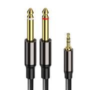 VIOY 6.35mm to 3.5mm Stereo Audio Cable 2M 2Pack, 1/8 to Dual 1/4 Male