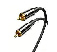 VIOY Coaxial Digital Audio Cable 1M, RCA Male to Male Subwoofer Cable | Gold-plated RCA plug, lossless digital signal, EMI/RFI Shielding, Braided Jacket for TV, soundbar, subwoofer and home theater