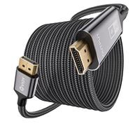 VIOY HDMI to Displayport Cable 3 M, 4K@30HZ Uni-directional DP (Source) to HDMI (Display) Cord, 1080P@120HZ Displayport Male Braided Cord for Desktop, Monitor, HDTV, AMD, Projector
