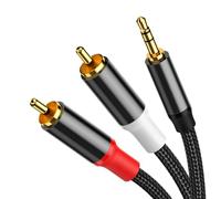 VIOY Phono to 3.5mm Jack Cable[1.5 M], RCA Male to 3.5mm Male Headphone Jack Stereo Splitter Red and White Aux Cable Compatible with TV Phone Laptop Mixer DVD Controller Hi-Fi Speaker Amplifier